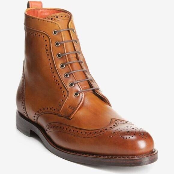 Allen Edmonds Dalton WingTip Boots Preowned Leather US 7.5 Walnut Brown - Picture 1 of 12